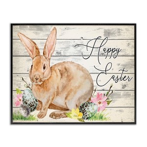 Stupell Industries Spring Floral Happy Easter Bunny, 14" x 11" - 1 of 4