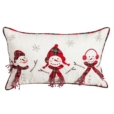 Evergreen 3 Snowmen Lumbar Pillow