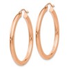Black Bow Jewelry 3mm, 14k Rose Gold Polished Round Hoop Earrings, 35mm (1 3/8 Inch) - 2 of 4