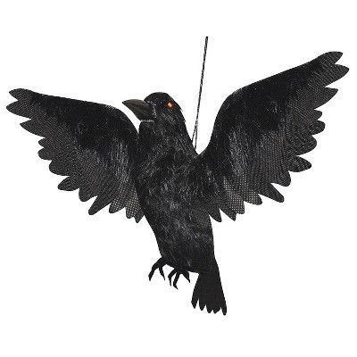 Sunstar Flying Crow LED Lighted Animated Halloween Decoration - 20 in - Black