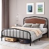 Metal Full Bed Frame with Wooden Headboard, Wrought Iron Metal Platform Bed Frame, Under Bed Storage, No Box Spring Required, Easy Assembly, Brown - 2 of 4