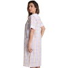 Dreamcrest Womens Short Sleeve Duster, Seersucker Plaid Housecoat/Women Sleepwear Zip Front Nightgown - 2 of 3