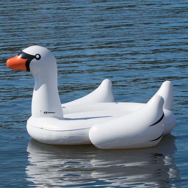 Solstice 116" Giant Inflatable Swan Shaped 4-Person Raft Island - White, 2 of 5