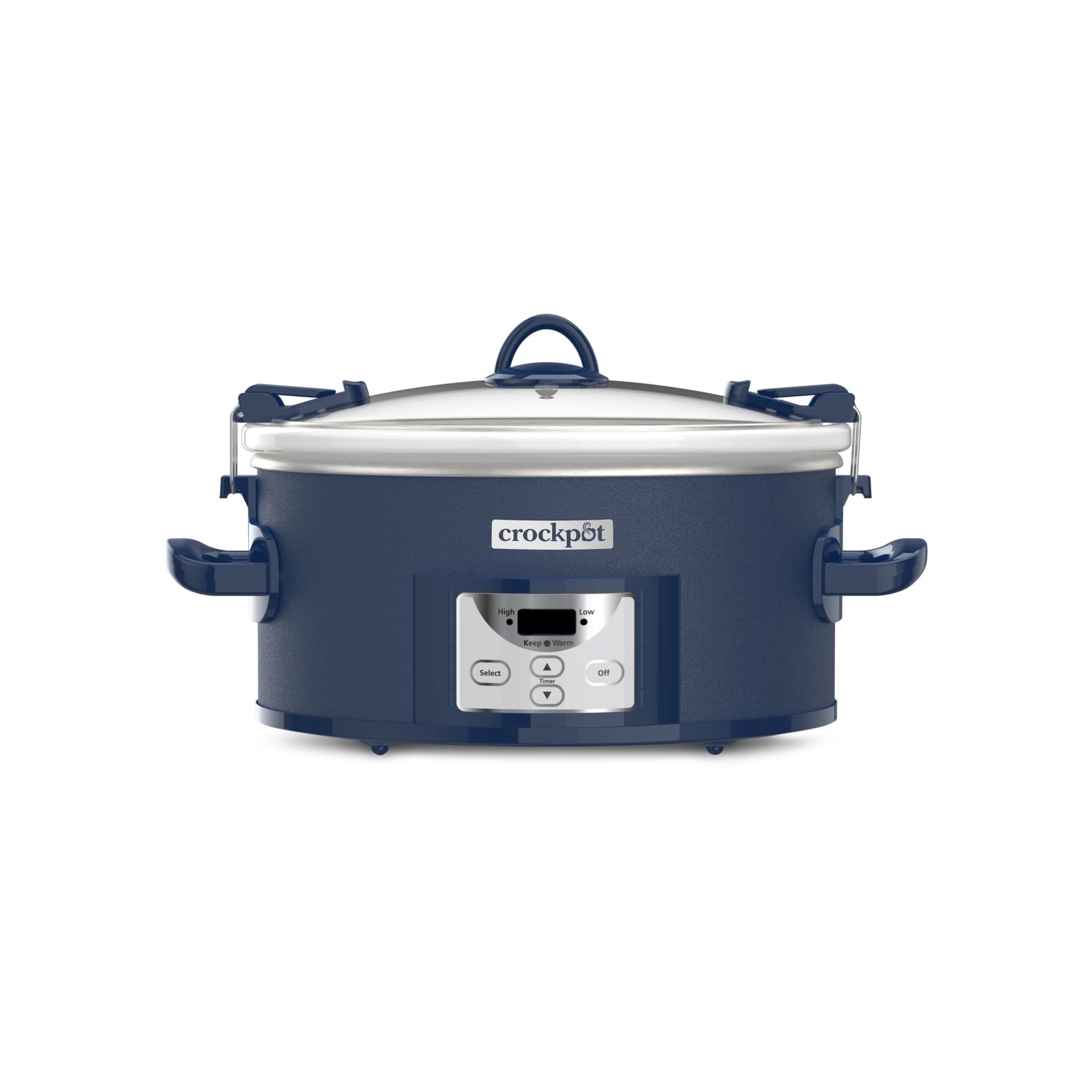 Crock-Pot 7qt Cook and Carry One Touch Programmable Slow Cooker Blue: Locking Lid, Dishwasher-Safe Parts