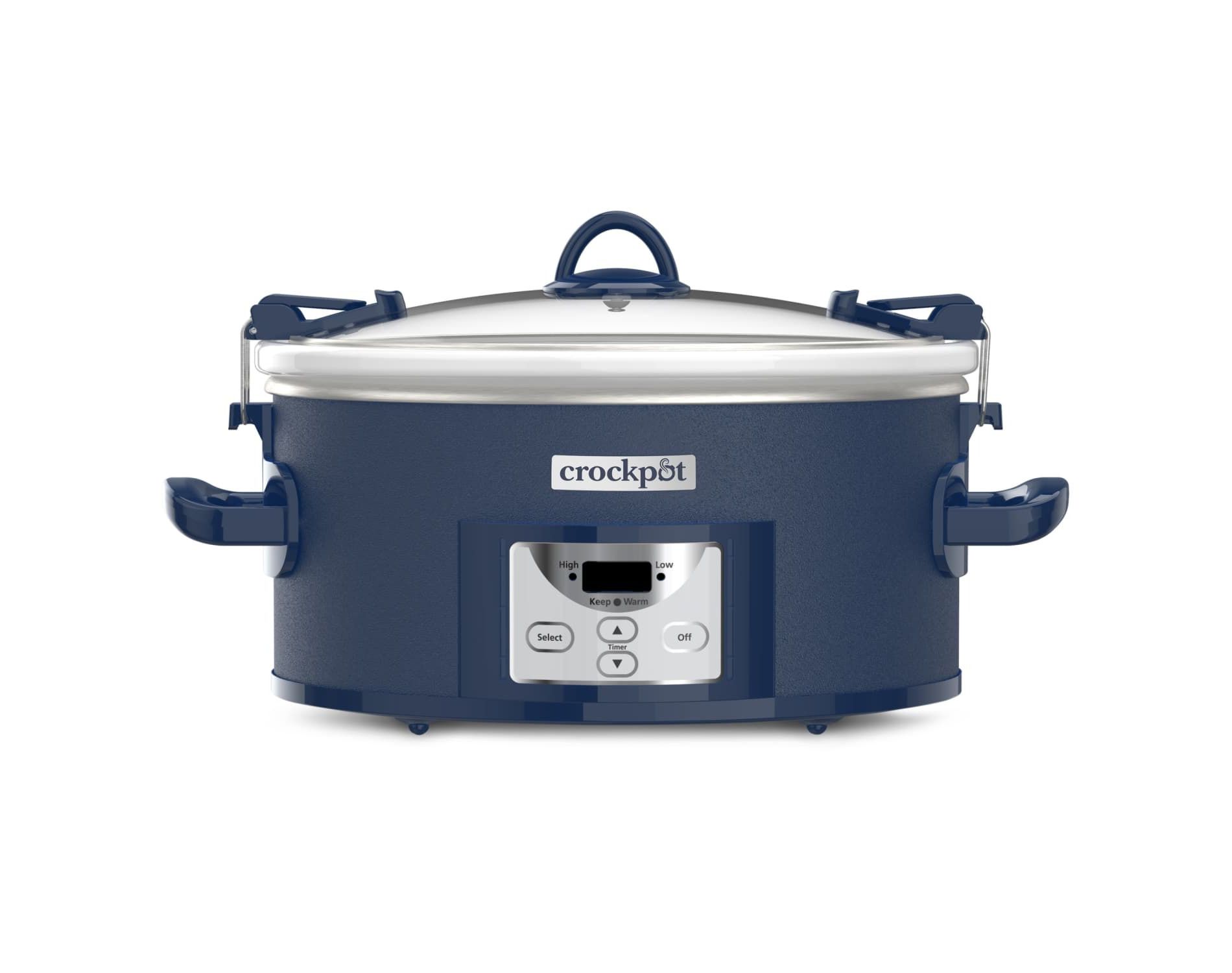 Crock-Pot 7qt Cook & Carry One Touch Programmable Slow Cooker Poseidon Blue: Locking Lid, Dishwasher-Safe Parts