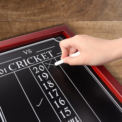 Solid Pine Wood Black Chalk Dart Scoreboard with Storage