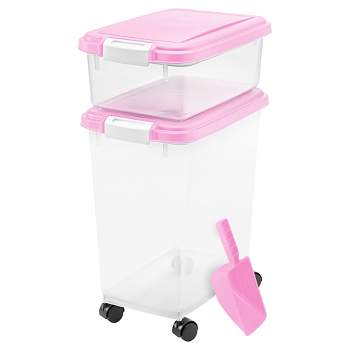 IRIS Airtight Pet Food Storage Set - Pink - 3pc