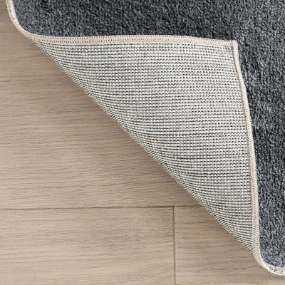 Gray Solid Machine Washable Rectangular Area Rug
