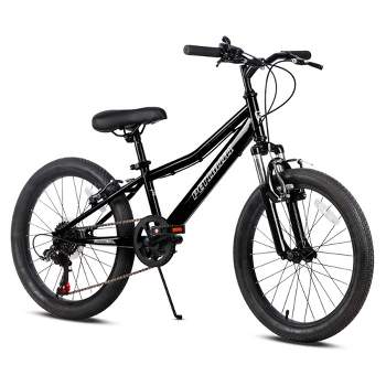 Petimini BP1002YH-4 Cyclone 20 Inch Kids Mountain Bike with Step Over High-TEN Steel Frame and 6 Speed Drivetrain for 5-9 Year Olds, Black