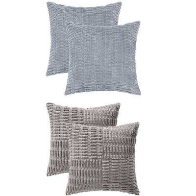 REGALWOVEN 4 Pcs Solid Corduroy Modern Throw Pillow Covers 18" x 18"