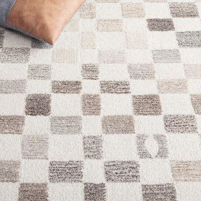 Ebony Beige and Gray Wool Handmade Tufted Rug 5' x 8'