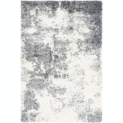 Smoke Gray and Ivory Shag 4' x 6' Area Rug