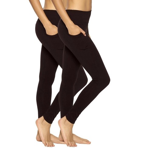 Felina Women's Athletic Pocket Legging 2 Pack (black, Medium) : Target