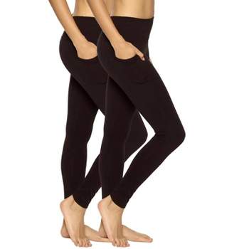 Felina Women's Athletic Pocket Legging 2 Pack (Blush Crush Black, Small)