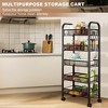 5 Tier Metal Rolling Cart, Storage Utility Organizer with 4 Lockable Wheels for Kitchen, Bathroom, Fruits, Snacks, Bowls - 3 of 4