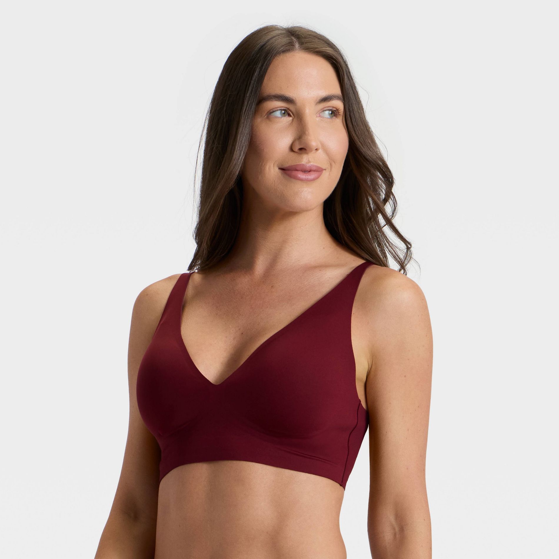 Women's Luxury Collection Removeable Pad Longline Plunge Bralette - Auden™ Berry Red XL