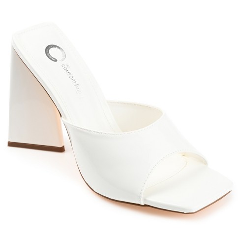 Journee Collection Womens Kammali Tru Comfort Foam Open Square Toe Block  Heel Sandals, Off White 12 : Target