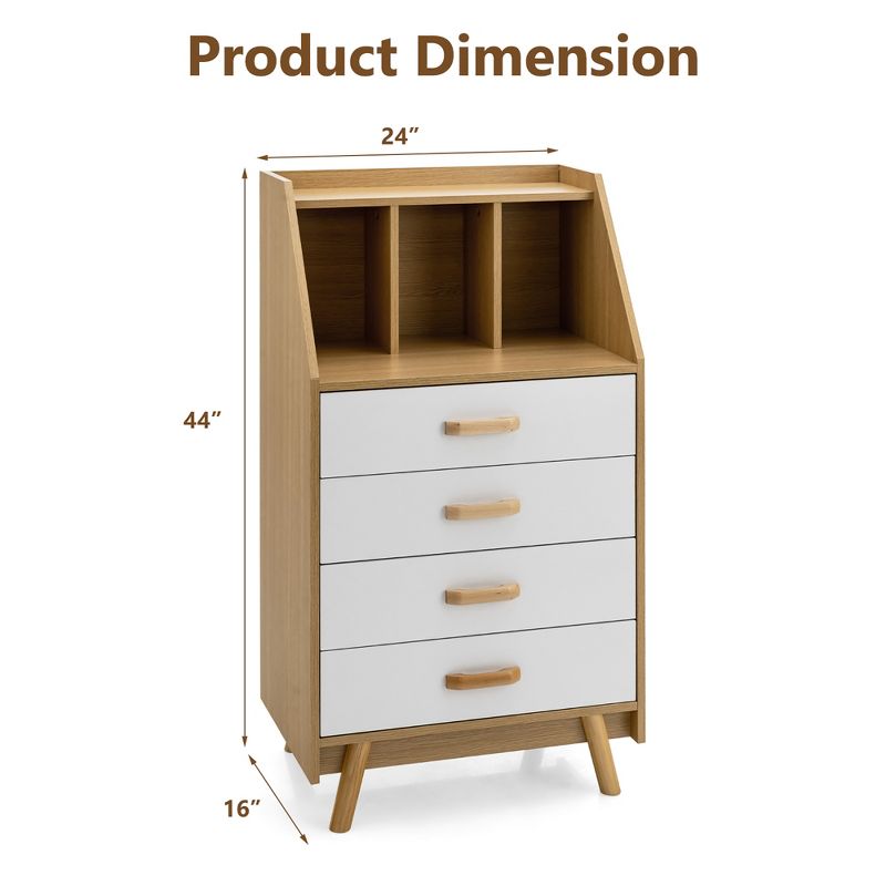 Costway 3-Cube Chest of Drawers Storage Organizer 4-Drawer Dresser with Countertop, 3 of 11