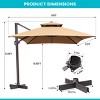Pellebant 10'x 12.5' Patio Cantilever Umbrella UV30+ Double Top High-strength Aluminum Pole with 360°Rotation 5 Heights Adjustable - 2 of 4