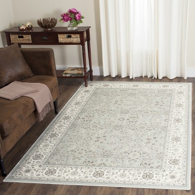 Elegant Silver and Cream Hand-Knotted Wool-Viscose Rug 4' x 5'-3"