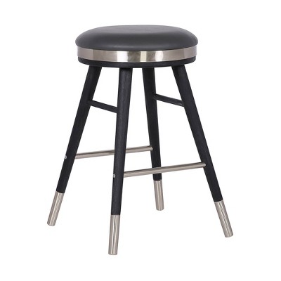 26" Clara Backless Modern Faux Leather Bar Counter Height Barstool Gray - Armen Living