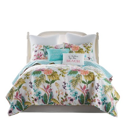 Malana King White Cotton Reversible Quilt Set