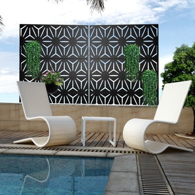Dovelina Black Metal Freestanding Outdoor Privacy Screen 72" x 47"