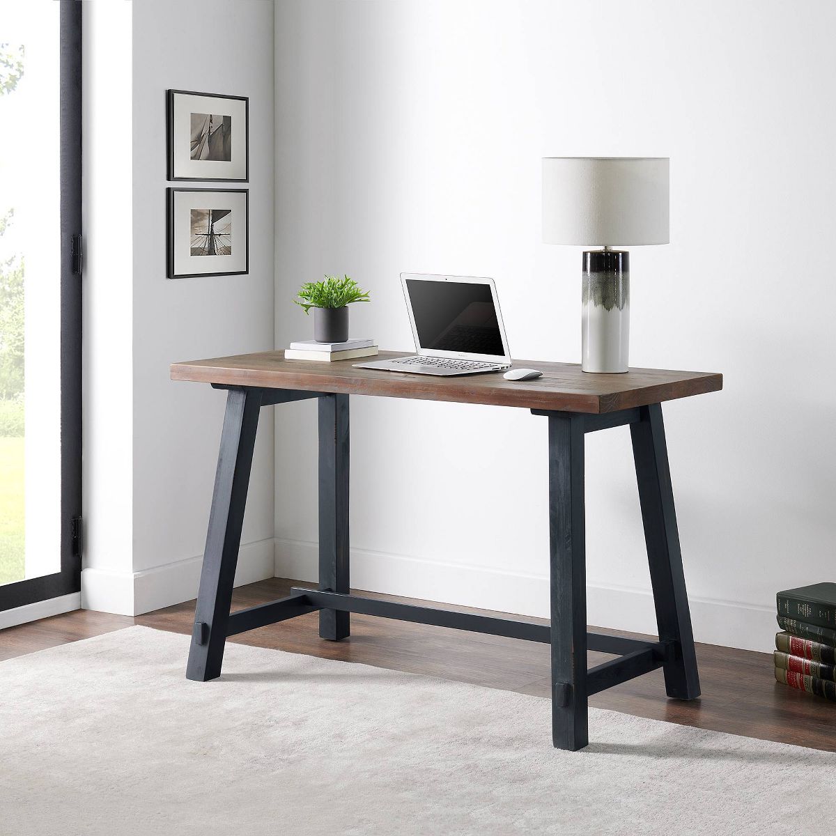 48" Adam Solid Wood Desk Rustic Natural - Alaterre Furniture: Stained Finish, No Storage, Home Office - thumbnail 2