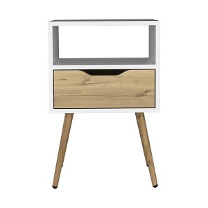 NicBex 15.75 inch Wide Nightstand with 1 Drawer, Side Table with Solid Wood Frame and 4 legs,Bedside Table for Bedroom,Living Room,Walnut/Gray/Oak - 1 of 4