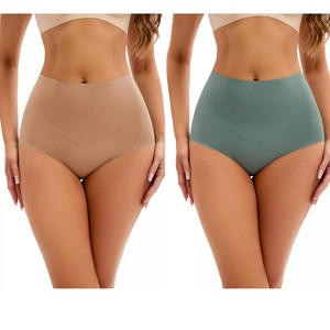 INSPIRE CHIC 2 Pcs Women's High-Waisted Tummy Control Underwear Briefs Flatten Panties - 1 of 4