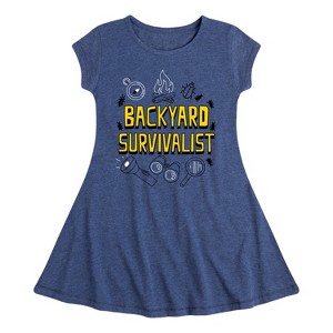 Girls' - Instant Message - Backyard Survivalist Fit & Flair Cap Sleeve Graphic Dress - 1 of 4