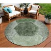 Olive Green And Artichoke Green Geometric Washable Indoor Outdoor Area Rug - 2 of 4