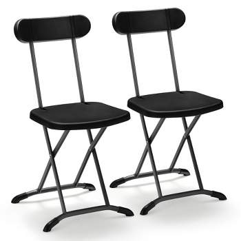 Costway 2-Pack Folding Chair with Metal Curved Feet Wide Seat & Ergonomic Backrest Black/White
