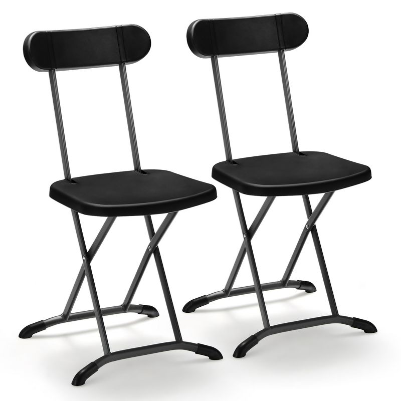 Costway 2-Pack Folding Chair with Metal Curved Feet Wide Seat & Ergonomic Backrest Black/White, 1 of 8
