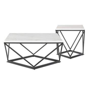 2pc Conner Occasional Coffee Table & End Table Set White - Picket House Furnishings