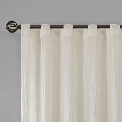 White Sheer Polyester Ground Length Curtain Panel Pair