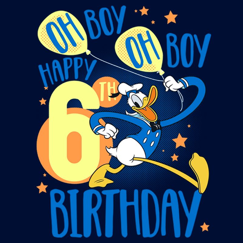 Boy's Disney Donald Duck Oh Boy Happy 6th Birthday T-Shirt, 2 of 5