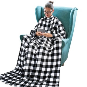 Tirrinia Adult Wearable Fleece Blanket with Sleeves, Soft Cozy TV Blanket, Sunggle Blanket Gift for Women Men - 1 of 4