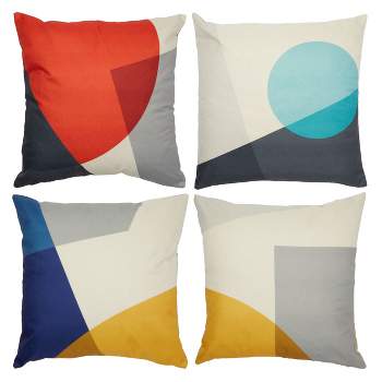 Okuna Outpost Set of 4 Mid Century Modern Throw Pillow Covers, 18x18 Decorative Geometric Cases