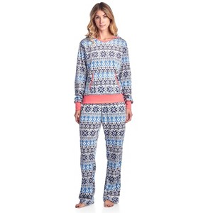 Ashford & Brooks Women's Mink Fleece Hoodie Pajama Set - 1 of 4