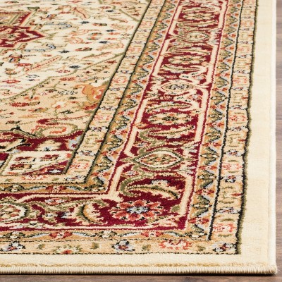 Ivory and Red Floral Safavid Style Rectangular Area Rug