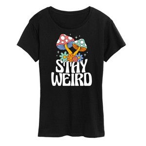 Women's - Instant Message - Stay Weird Mushrooms Short Sleeve Graphic T-Shirt - 1 of 4