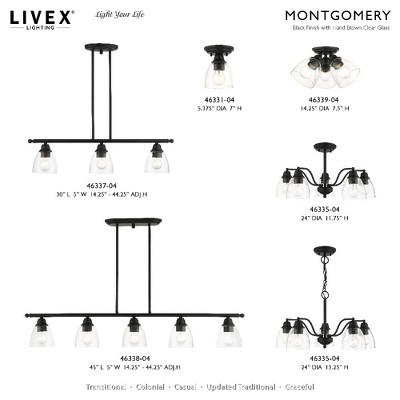 Montgomery Black Steel 5-Light Linear Chandelier