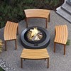 Tangkula Outdoor Curved Acacia Wood Bench Set of 4 Patio Garden Backless Fire Pit Bench - 2 of 4