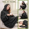 FAAYFIAN Microfiber Wearable Blanket Hoodie for Women, Lightweight Faux Shearlin Hoodie Blanket with Pocket & Hood, One Size Loungewear, Grey - 4 of 4