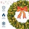 Pre-Lit Christmas Wreath with Bow, Winter Artificial Wreath with Lighted Bow, Xmas Decoration for Indoor Outdoor Holiday Party - 4 of 4