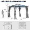 10'x10' Hardtop Gazebo with Polycarbonate Roof, Outdoor Patio Shelter with Mosquito Netting and Privacy Curtains – Cuddlewood - 4 of 4