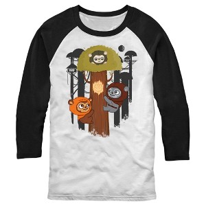 Men's Star Wars Cartoon Ewoks Baseball Tee - 1 of 4