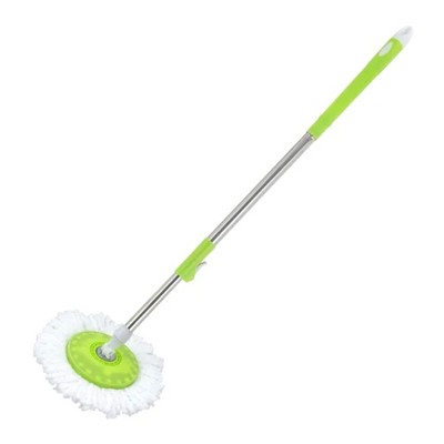 Green Extendable Spin Mop and Bucket Set with Microfiber Heads