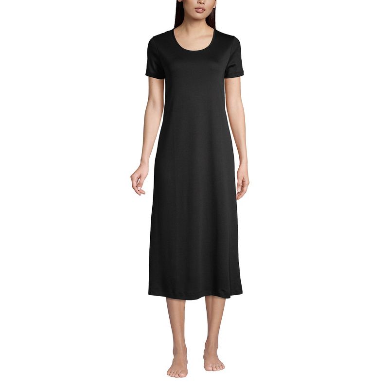 Lands' End Women's Supima Cotton Short Sleeve Midcalf Nightgown Dress, 1 of 5